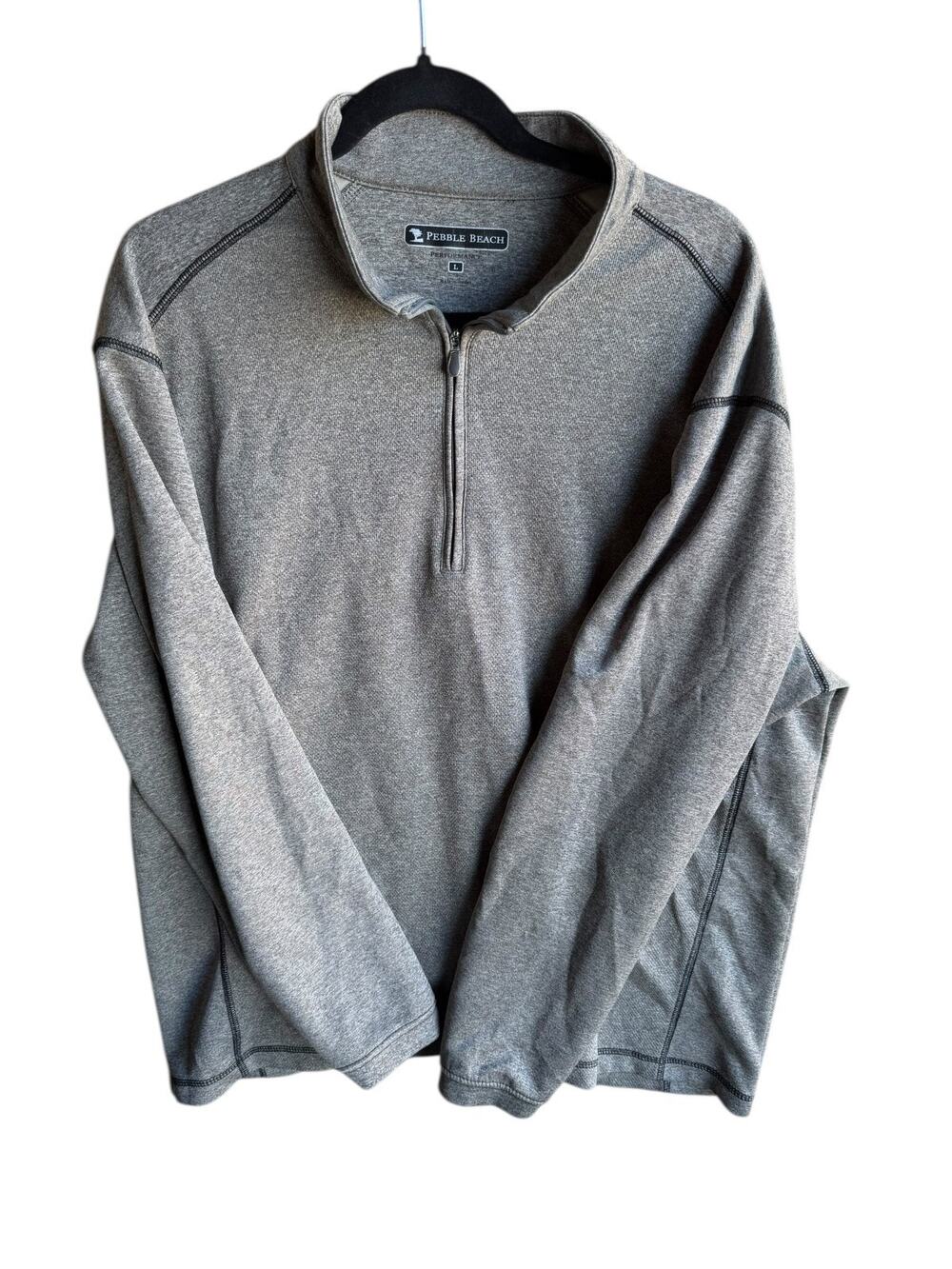 Pebble Beach Men's Performance Shirt 1/4 Zip Pullover Grey Size Large